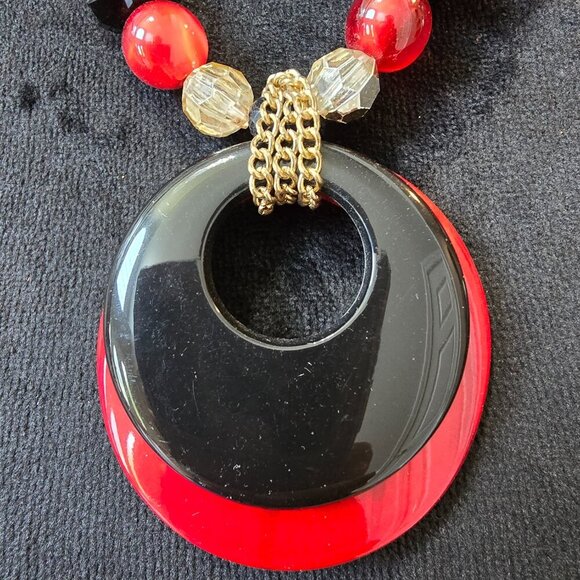 Womens Multicolor Multiple Beaded Glass Pendant Necklace with Lobster Clasp - Picture 3 of 6